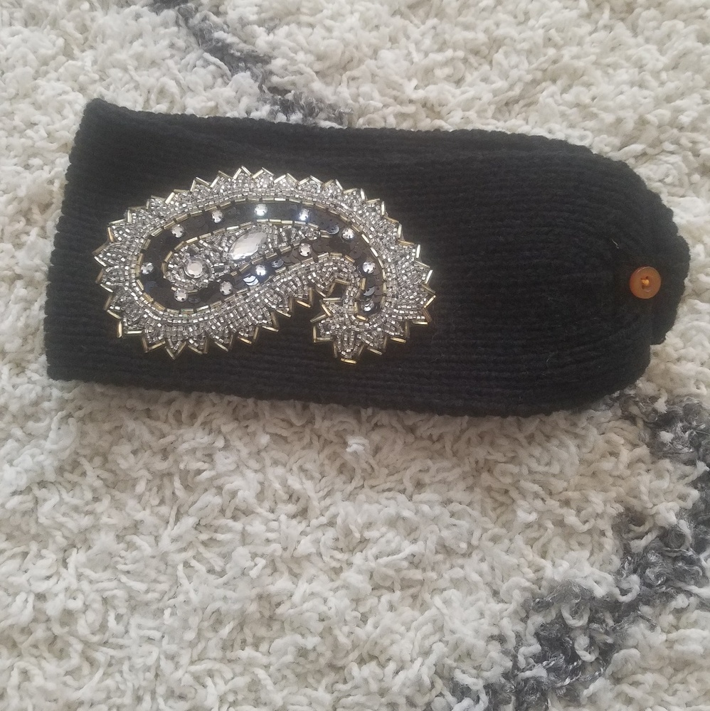Jovanjane knitheadband w/ glitzy paisley applique
